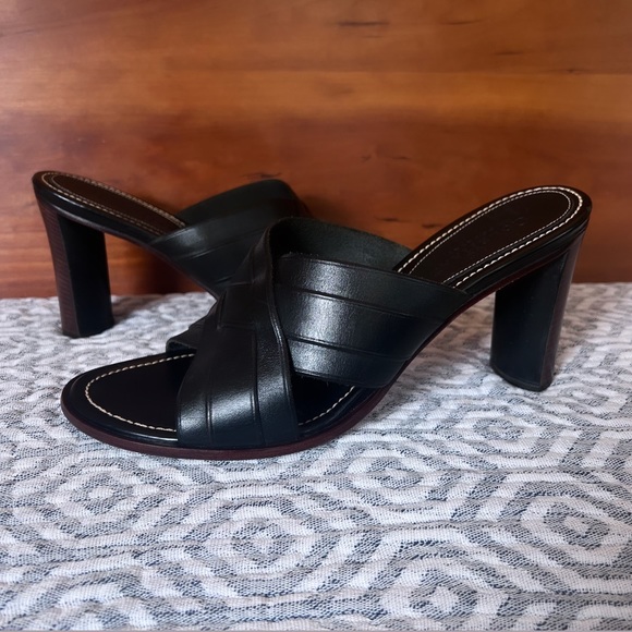 Cole Haan Shoes - COLE HANN COUNTRY Black Leather Block Heel Slide Mule Sandals Size 8.5